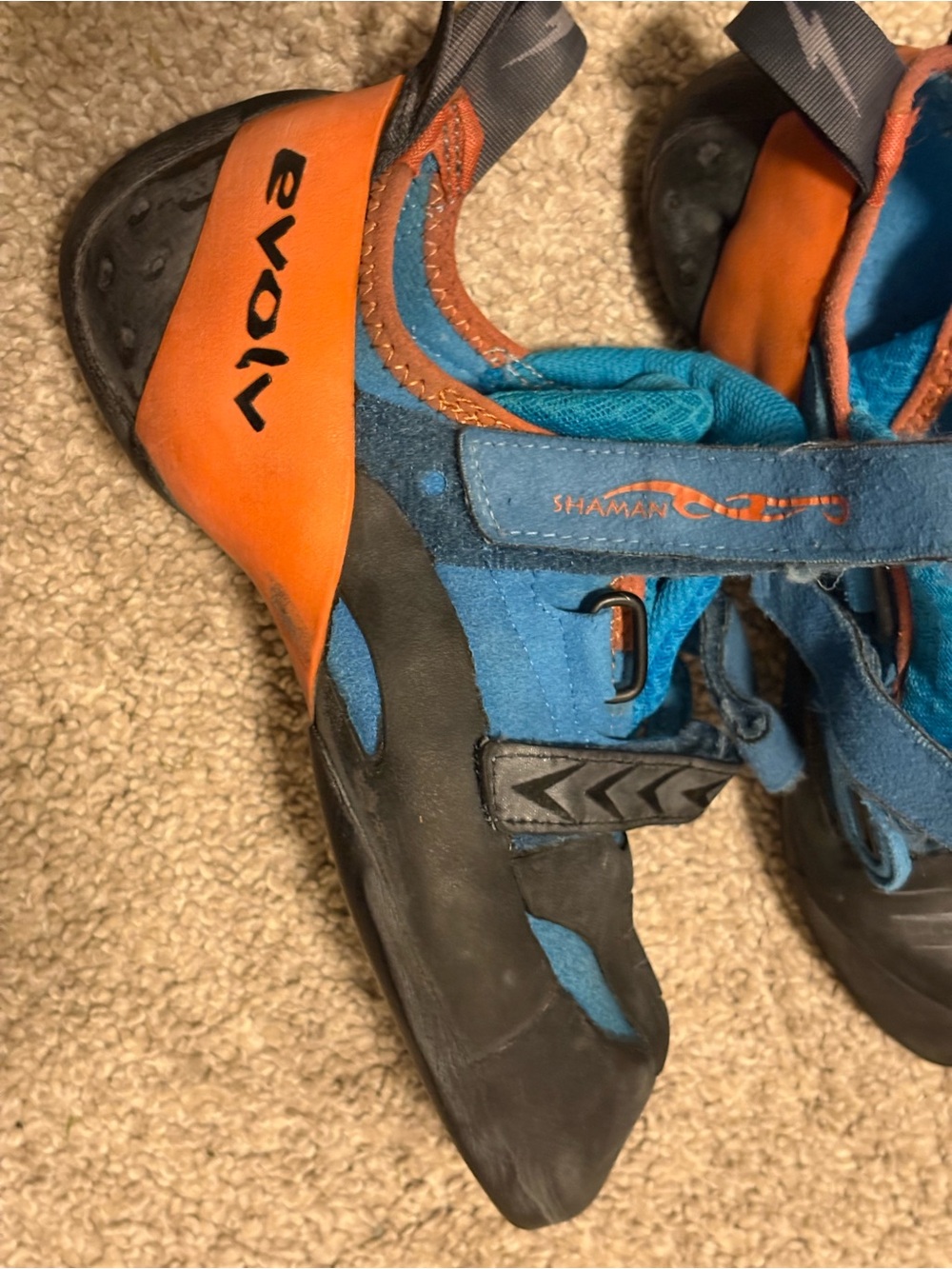 La Sportiva Shaman Women's Climbing Shoes in Blue and Orange